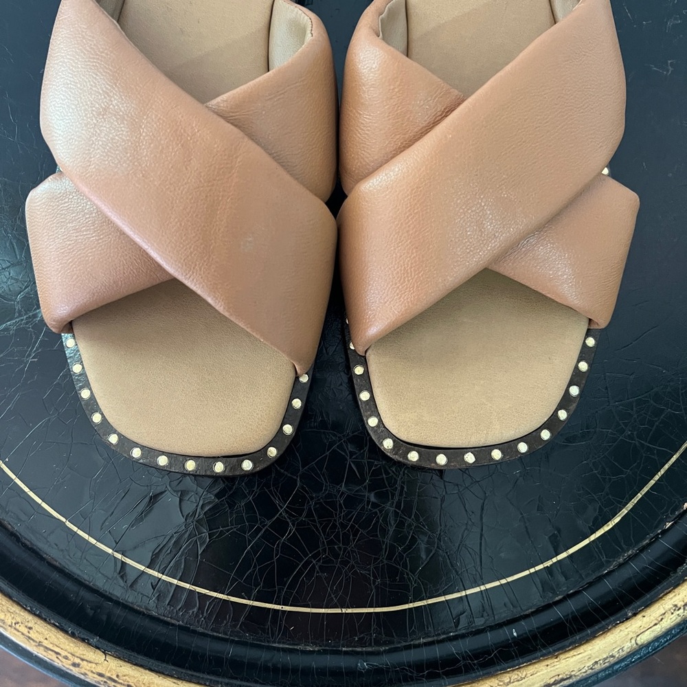 Mila Paoli leather crossed strap slides, 9, made in Italy, EUC - Picture 4 of 10